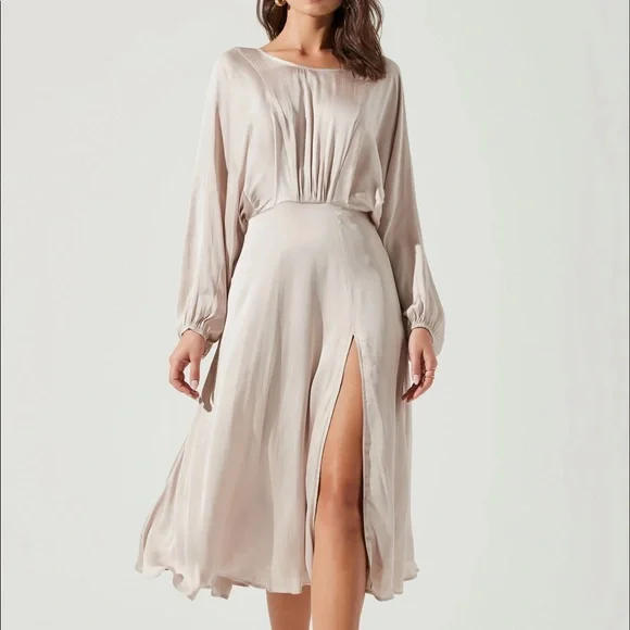 white christmas dresses Astr The Label | Messina Pearl Embellished Midi Skirt in Champagne main image 1